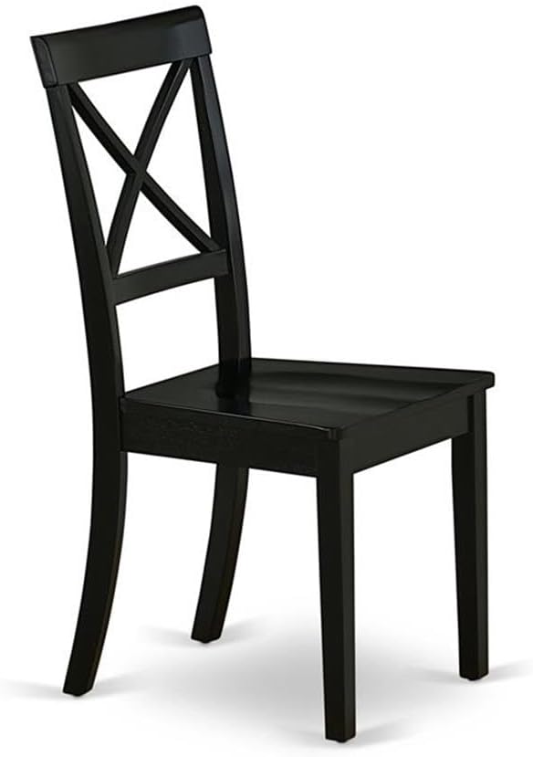 East West Furniture BOC-BLK-W Boston Dining Room Chairs - Cross Back Solid Wo...