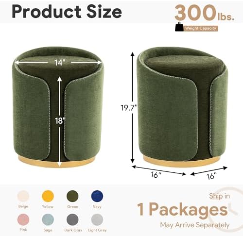 Swivel Vanity Stool with Gold Base Comfy Vanity Chair Modern Round Stool for ...