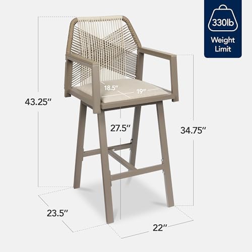 Best Choice Products Outdoor Bar Stools Set of 2, Bar Height, 360° Swivel Alu...