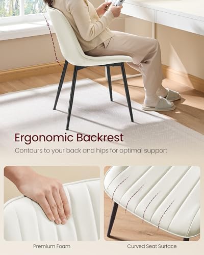 VASAGLE Dining Chairs Set of 4, Upholstered Kitchen Chairs, PU Leather