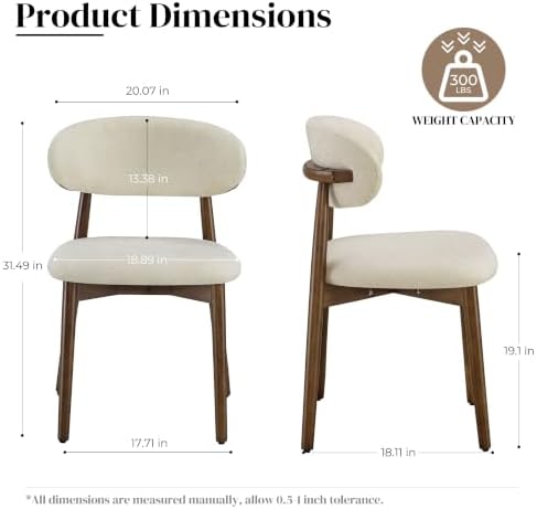 Farmhouse Dining Chairs Set of 8, Mid Century Modern Dining Room Chairs, Chen...