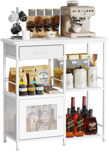 SWTYMIKI Coffee Bar Cabinet for Home - Farmhouse Coffee Stand Station Multi-P...
