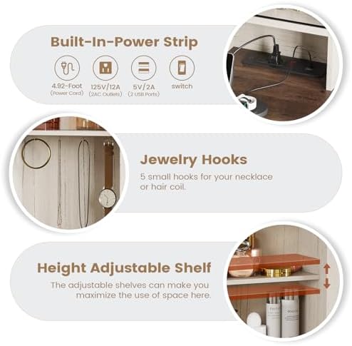 AOGLLATI Makeup Vanity with Lights & Barn Doors, Vanity Desk with Mirror ...