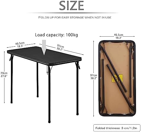 KAIHAOWIN Folding Table Chair Set, Black Vinyl Folding Card Table Chair, No A...