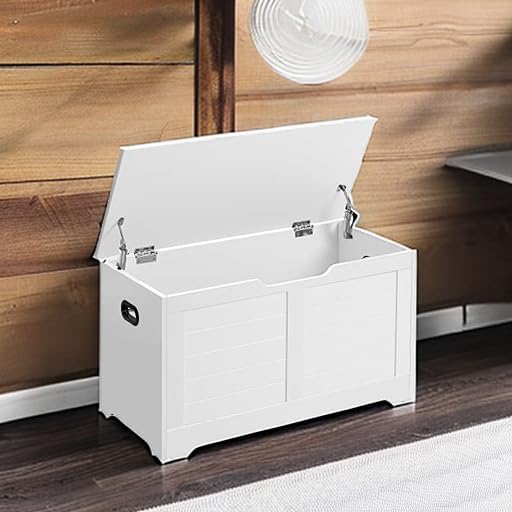 VASAGLE Storage Chest, 31.5 Inches Width Bench with 2 Safety Hinges | Farmhou...