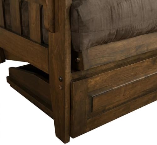 Kodiak Furniture Tucson Full Futon Set in Rustic Walnut Finish with Storage D...