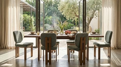 CIMOTA Chenille Dining Chairs Set of 6, Modern Upholstered Side Chairs with W...