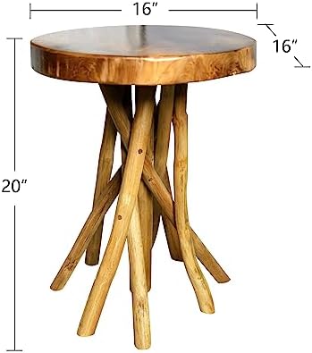 WELLAND Solid Teak End Table, Stick Leg Accent Table, 16" L x 16" W...