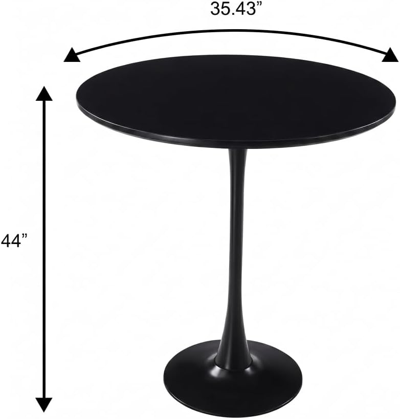 LeisureMod Bristol Collection 35" Round Bar Height Table, Modern MDF Top...