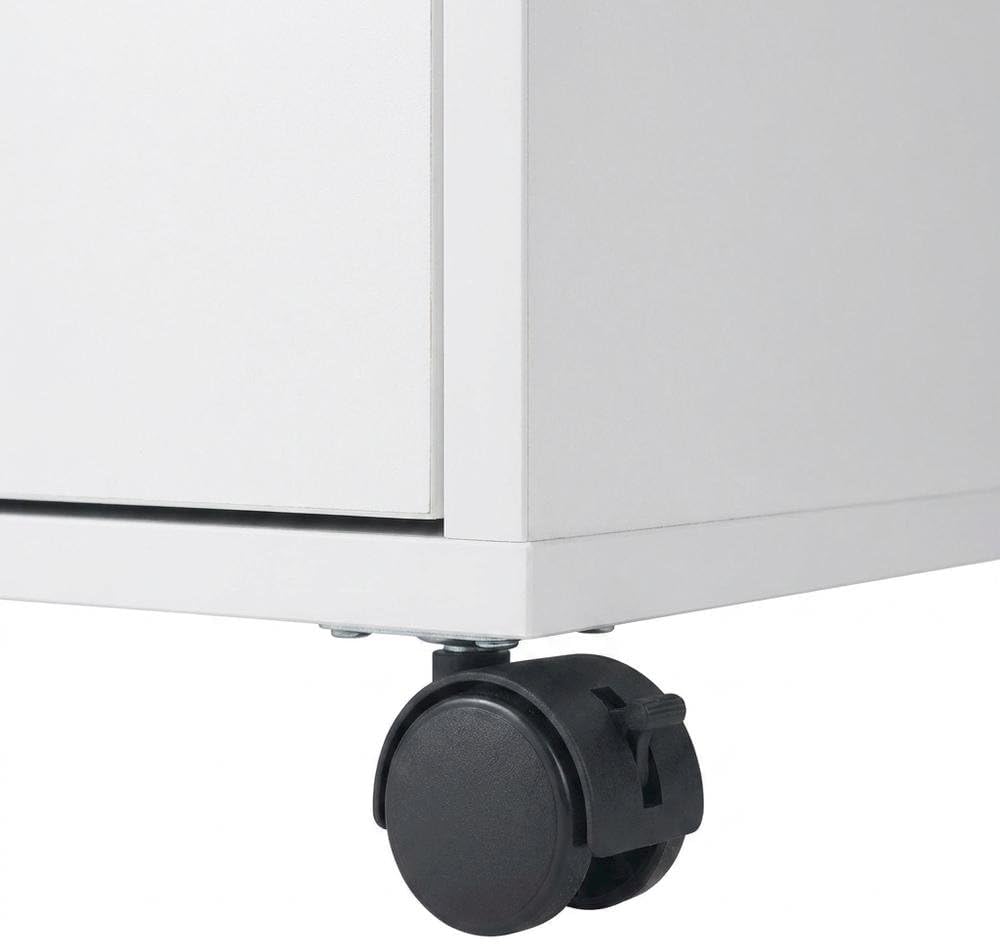 Furnifact White Storage Cabinet, Contemporary Pantry Organizer, Durable Compo...