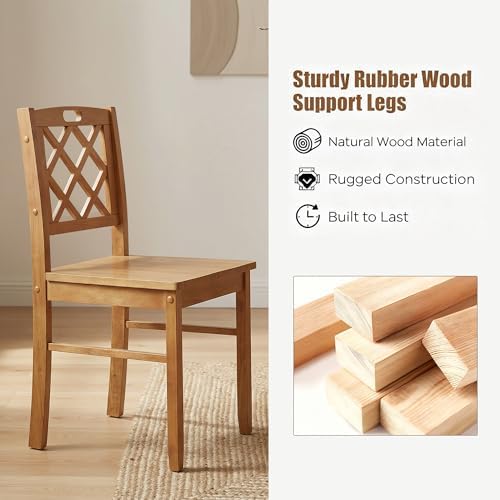 5-Piece Wood Dining Table Set for 4, Farmhouse Rectangular Kitchen Table