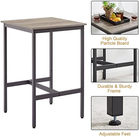 GNIXUU 3-Piece Small Bar Table and Chairs Set, Bar Set with Square Table and ...