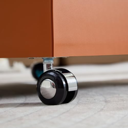 2-Piece Small Cube Side Table and Rolling Side Table Set | Modern Movable End...