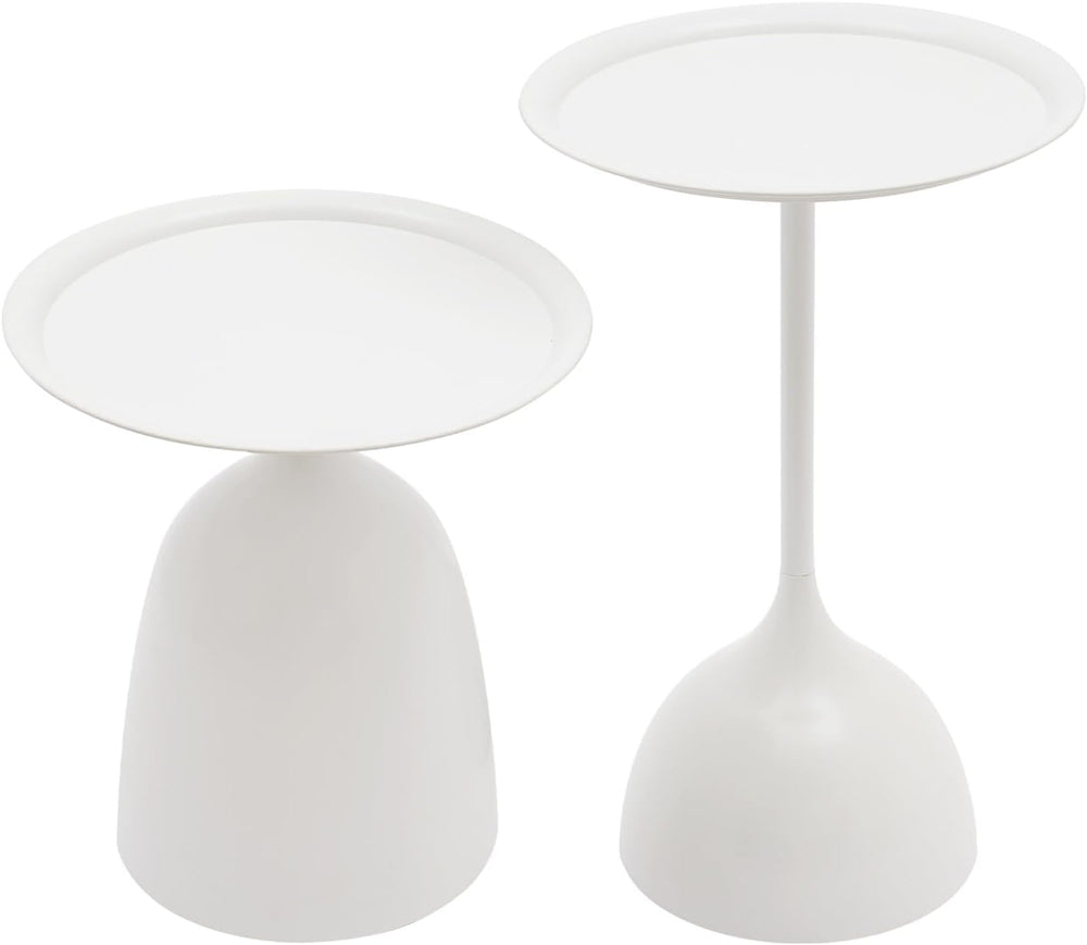 White Nesting Tables, 2pcs round white nesting side tables for Living Room | ...