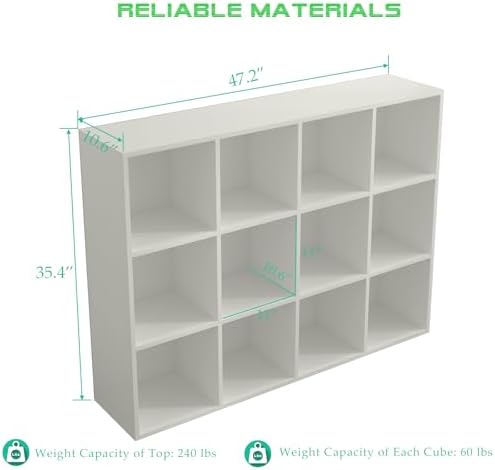 OSCHF 12-Cube Storage Shelf Bookcase, Warm White