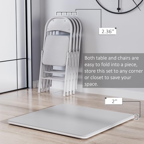 VECELO Portable Folding Card Table Square and Chair Set (5pc) with Collapsibl...