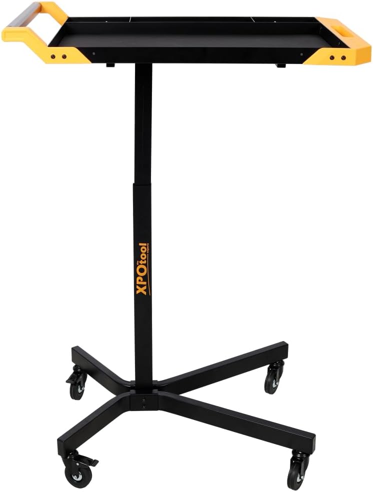 Adjustable Height Mobile Work Table, Rolling Work Bench with Tool Tray and 4 ...