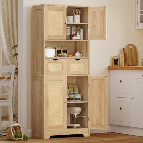 TEENFON 57.8" H Tall Storage Cabinet with 2 Drawers & 2 Adjustable S...