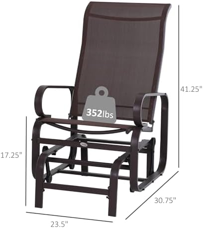 Outsunny Outdoor Glider Chair, Smooth Gliding Mechanism, Brown | Gliders for ...