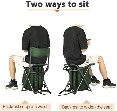 Portal Backpack Cooler Chair with Backrest, Portable Folding Stool
