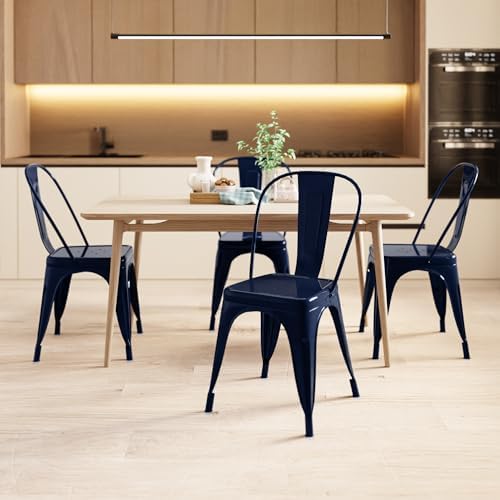 AC Pacific 18 Inch Seat Height Industrial Metal Dining Chairs, Stackable Kitc...