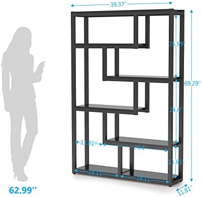 Tribesigns Way to Origin 6-Shelf Modern Bookshelf, Industrial Etagere Bookcas...