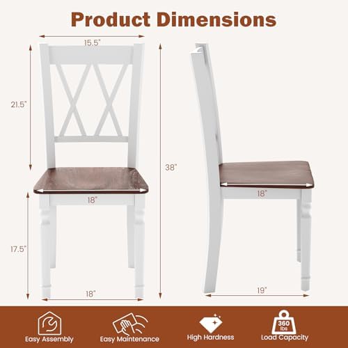 GOFLAME Wooden Dining Chairs Set of 4, Farmhouse Kitchen Side Chairs with Erg...