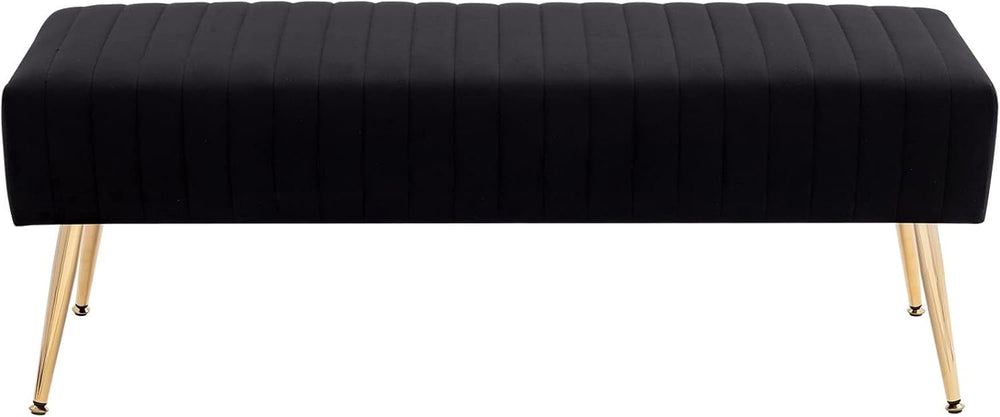 Furniliving 44 Inch Bedroom Bench, Upholstered Tufted Striped Fabric Ottoman ...