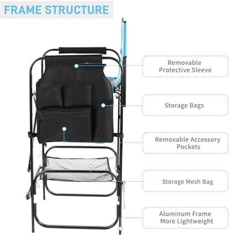 Outvita 4 Piece 31" Tall Directors Chair Height Seat Folding with Side T...
