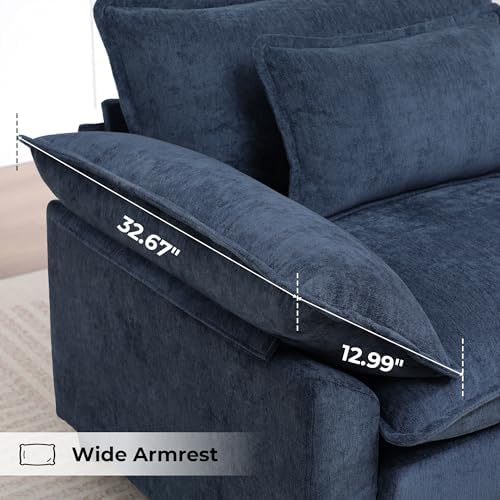 Modern Oversized Accent Chairs Set of 2,Chenille Cloud Sofa Chair with Deep S...