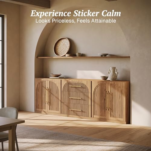 BELLEZE Jagger 3-Piece Modular Sideboard Buffet Cabinet - Camel