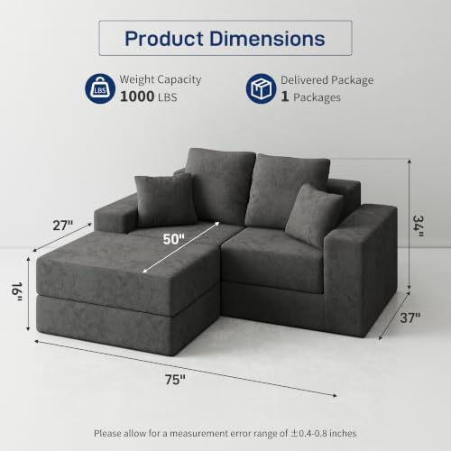 Cloud Modular Sectional Sofa, Comfy Couch for Living Room, Modern L-Shaped Co...