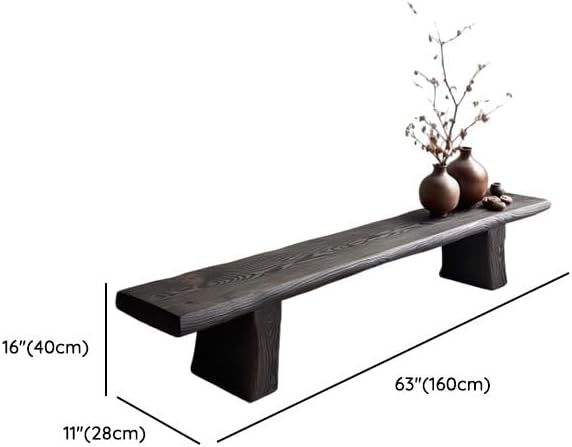 RUNNUP Solid Wood Bench, Shoe Changing Benchs, 63" Modern Narrow Living ...