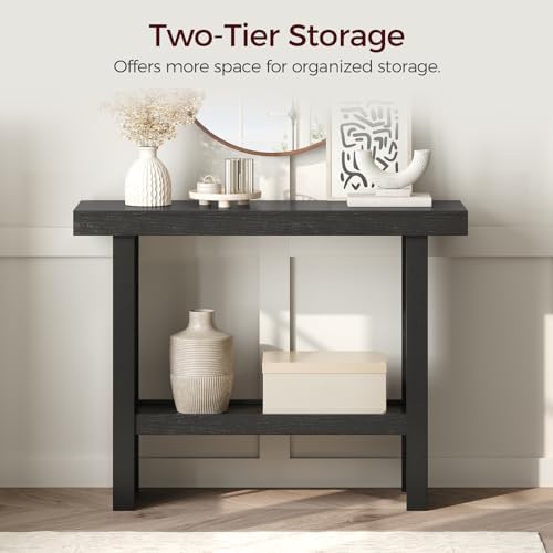 MAHANCRIS Console Table, 39.4'' Black Rectangular Entryway Table, Mod...