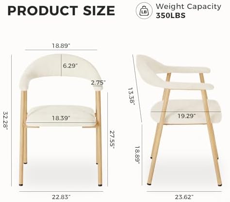 DUMOS Dining Chairs Set of 4, Linen Fabric Accent Chair with Curved Back