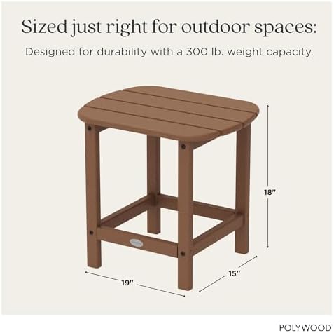 POLYWOOD SBT18TE South Beach 18" Outdoor Side Table, Teak