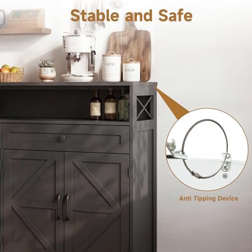 Lahomie 47" Sideboard Buffet Storage Cabinet, Coffee Bar Cabinet,Dark Brown