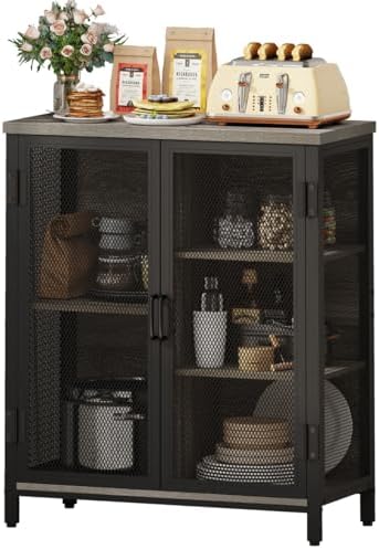 BON AUGURE Small Coffee Bar Cabinet with Storage, Farmhouse Liquor Cabinet