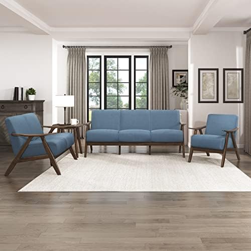 Lexicon Mid Century Modern Accent Chair with Solid Wood Frame in Walnut Finis...