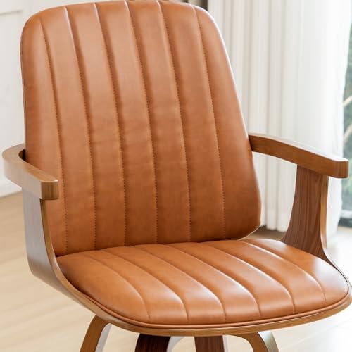 Walnut Dining Chairs, Mid Century Modern Leather Swivel Desk Chairs Walnut | ...