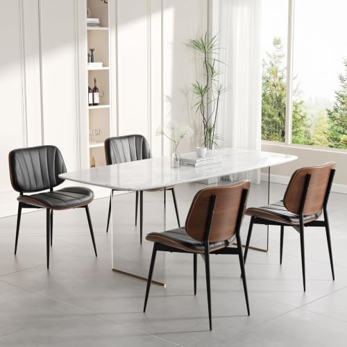 Dining Chairs Set of 6, Mid Century Modern Dining Room Chair, Upholstered Fau...
