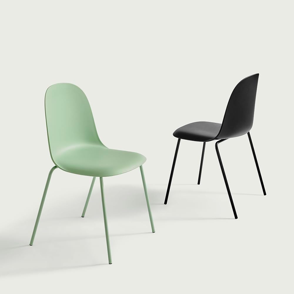 Green Dining Chairs Set of 4, Plastic Stackable Kitchen Chairs, Classic Indoo...