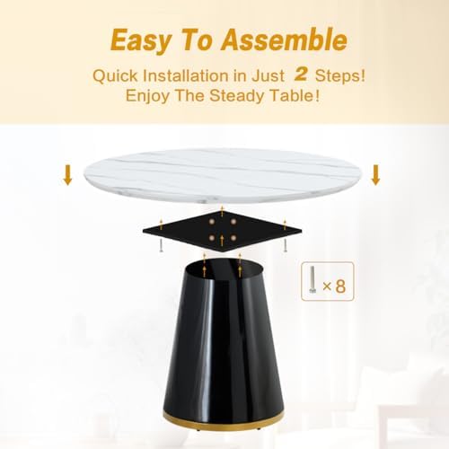 Round Dining Table Set for 4, Modern 45'' Small Dining Table for Kitc...