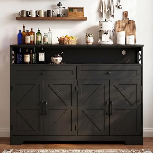 Lahomie 47" Sideboard Buffet Storage Cabinet, Coffee Bar Cabinet,Dark Brown