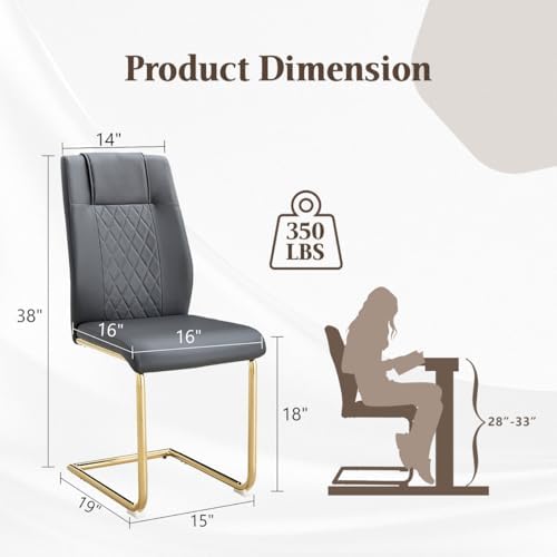 Dining Chairs Set 6, Armless Gray Kitchen Chairs,Waterproof Faux Leather Dinn...