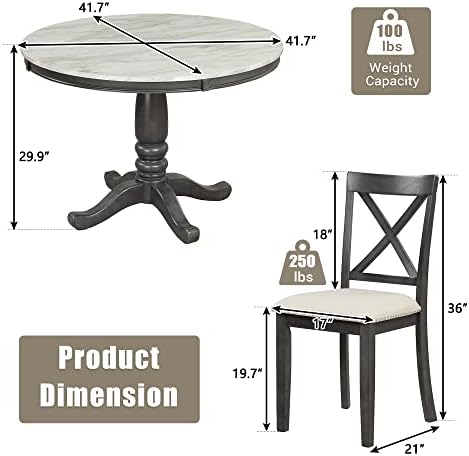 LUMISOL Round Dining Table Set for 4, Faux Marble Kitchen Table Set with 4 Up...