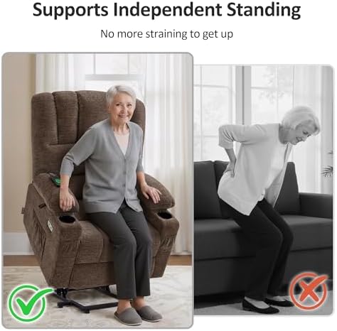 MCombo Power Lift Recliner Chair for Elderly 7095 (Medium, Coffee) | Stand As...