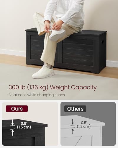 VASAGLE Storage Chest, 39.4 Inches Width Bench with 2 Safety Hinges | Farmhou...