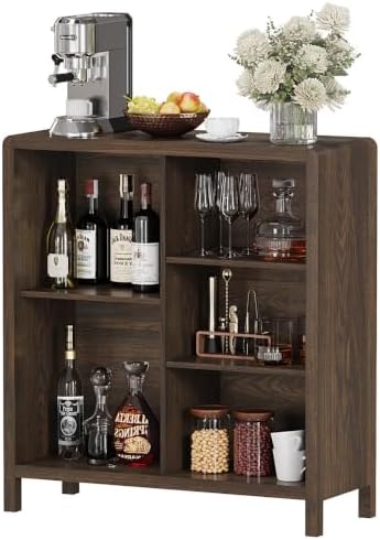 FATORRI 5 Cube Bookshelf, Wood Bookcase with 3 Adjustable Shelves, Farmhouse ...