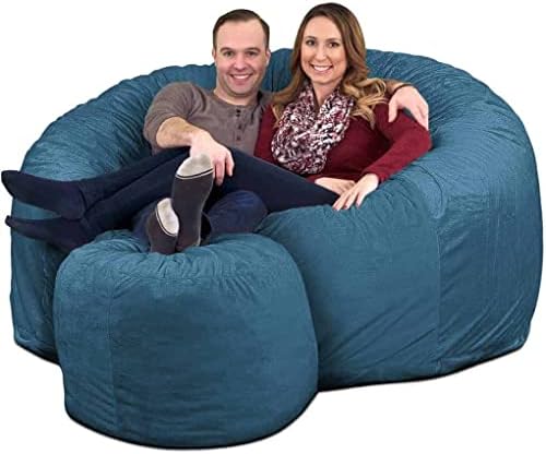ULTIMATE SACK | 2 Ft Pouf Ottoman | Cloud Fur | Foam Filled - Removable Washa...